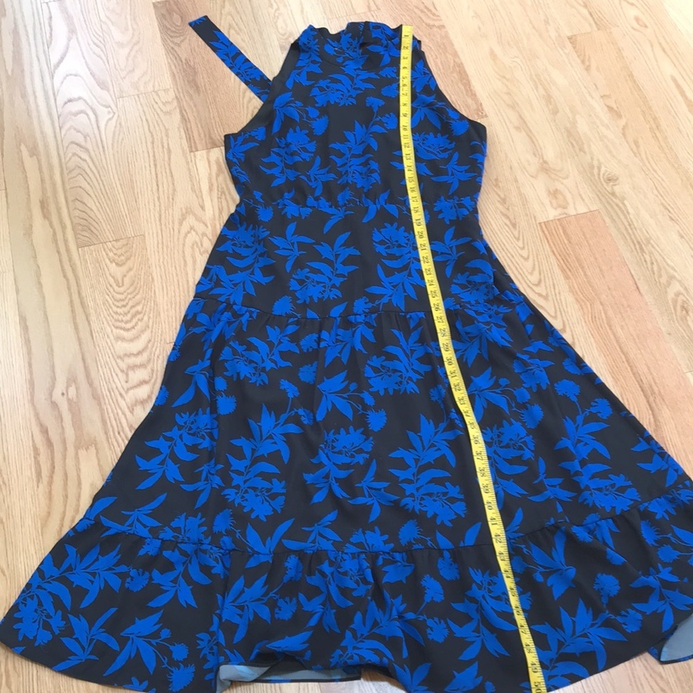 Sam Edelman Size 14 blue combo halter graphic botanic halter midi dress - Picture 9 of 11